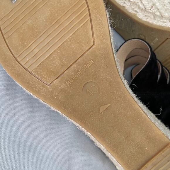 Kanna Made in Spain Espadrilles Size 9 Black Wedge Heels Jute Sandal Ankle Strap - Picture 11 of 11
